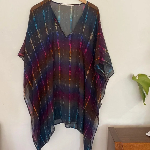 TWELFTH Street by Cynthia Vincent sz M sheer rainbow grey colored swim cover up - Picture 1 of 7